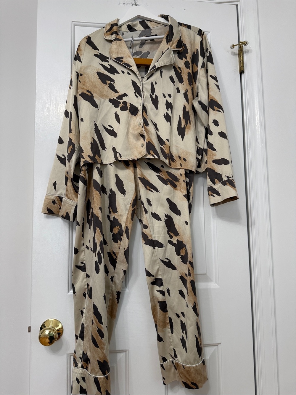 Express Cream & Brown Animal Print Pajama Set